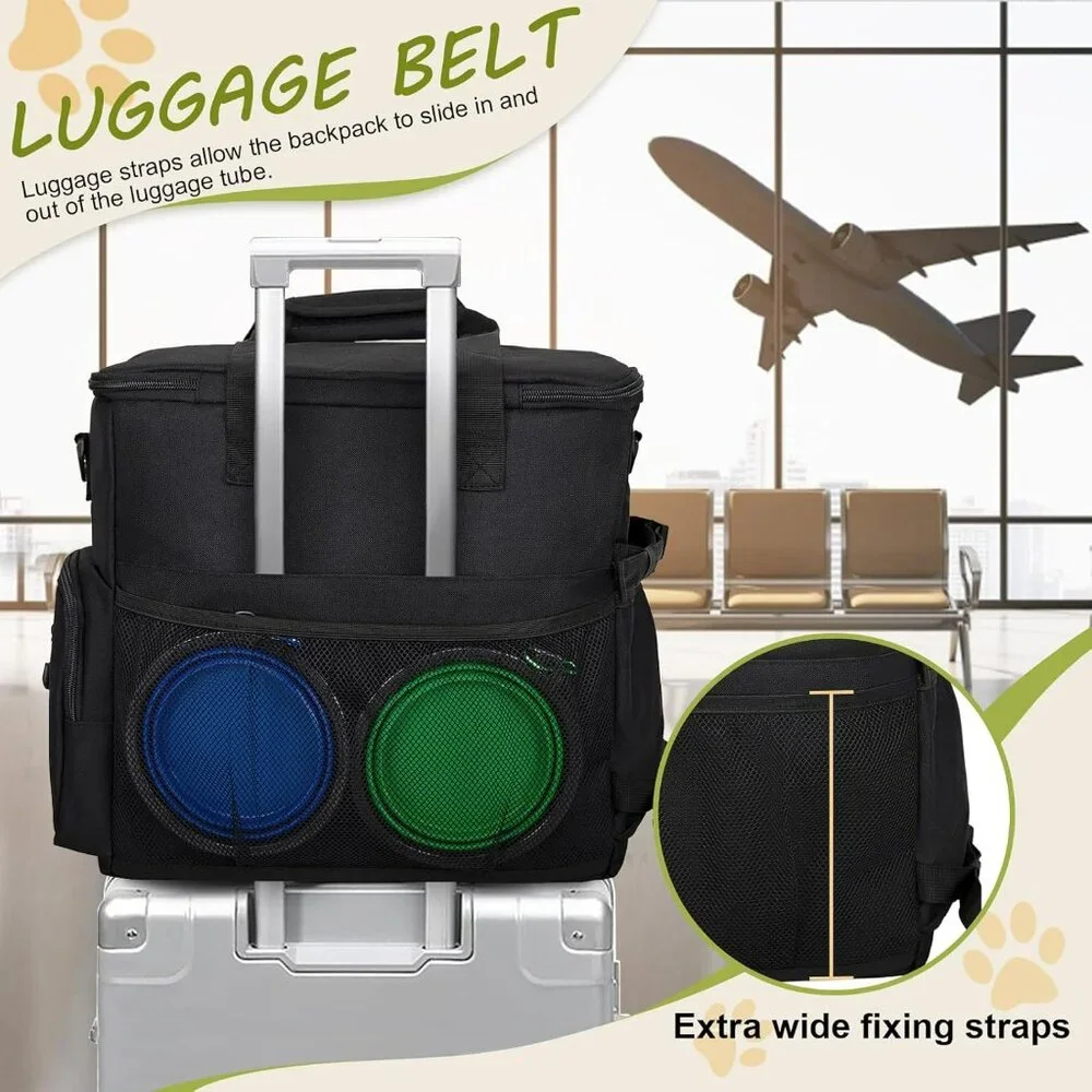 Dog Travel Bag Airline Approved–Pet Travel Tote with Collapsible Bowls,Food Cont